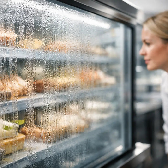 Warum beschlägt die Kühlvitrine innen so stark?