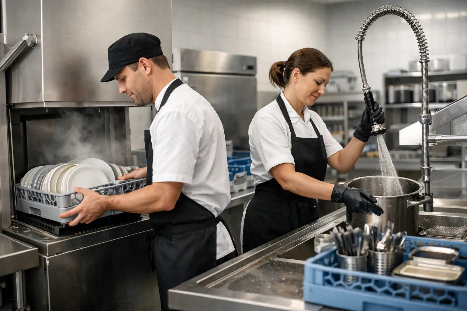 Spülküche ergonomisch richtig einrichten im Betrieb