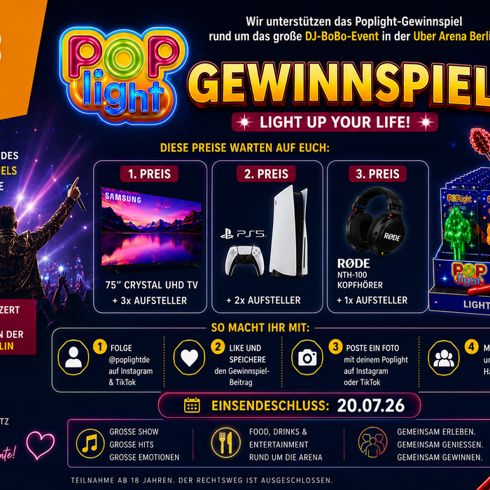 ELB-Gastro unterstützt das Poplight-Gewinnspiel beim DJ-BoBo-Event in der Berliner Uber Arena
