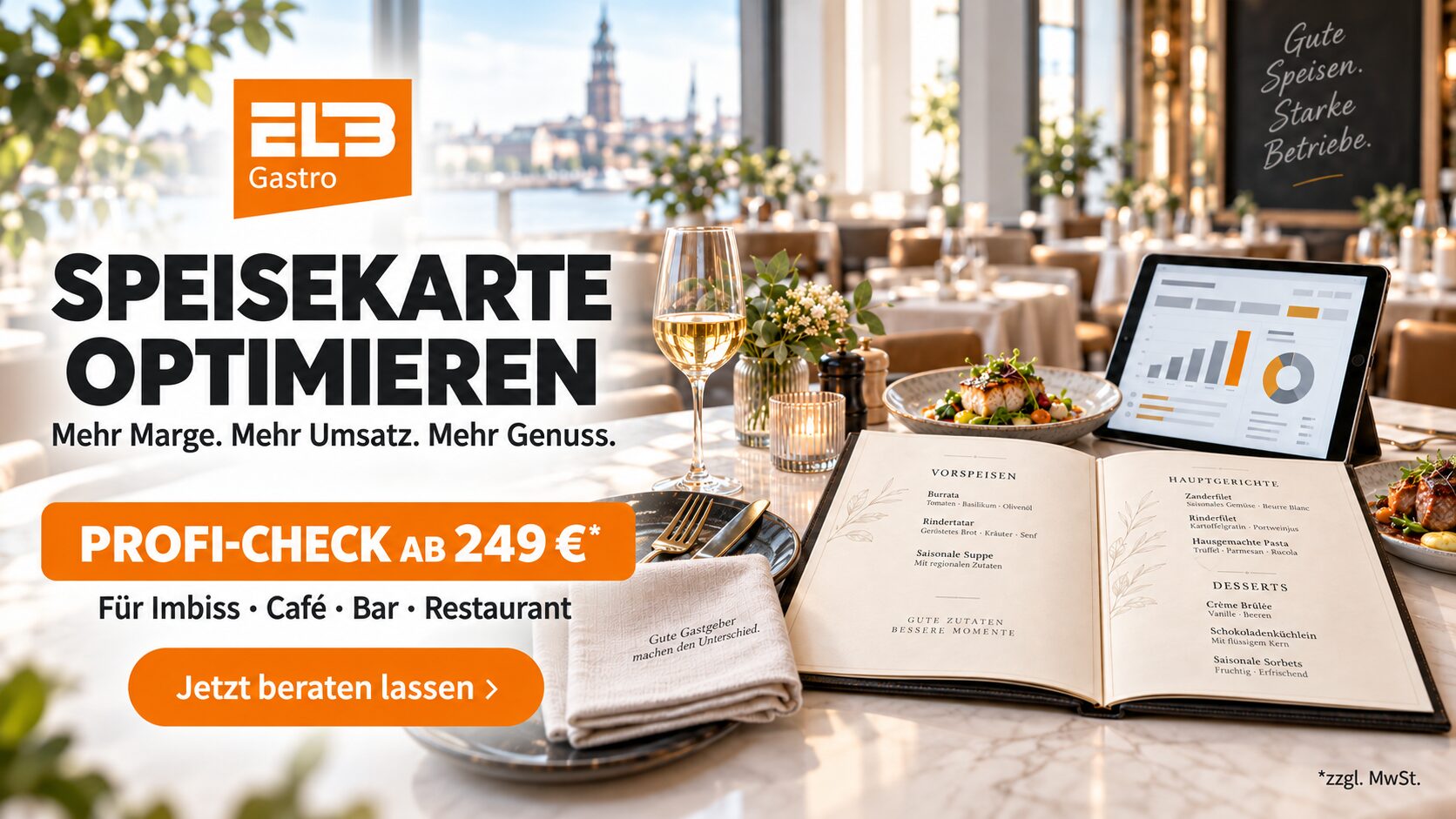 Ihre Speisekarte kann mehr: professionelle Optimierung mit ELB Gastro
