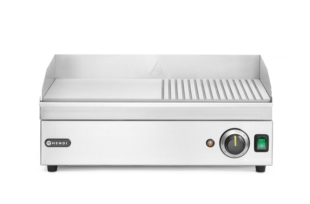 Grillplatte halb gerillt, HENDI, Kitchen Line, 230V/2400W, 527x404x(H)233mm
