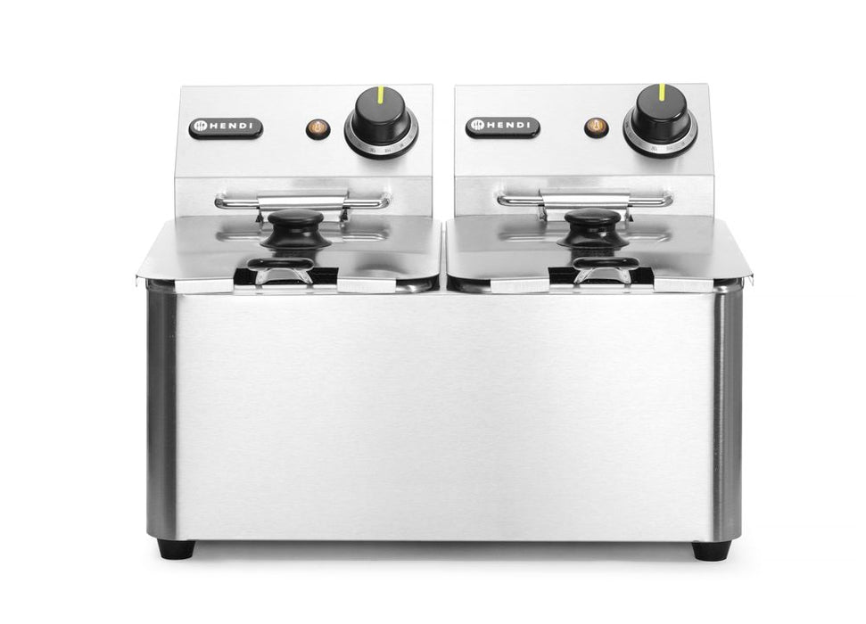 Fritteuse, 2 x 4 l, HENDI, Kitchen Line, 8L, 230V/6000W, 470x380x(H)315mm