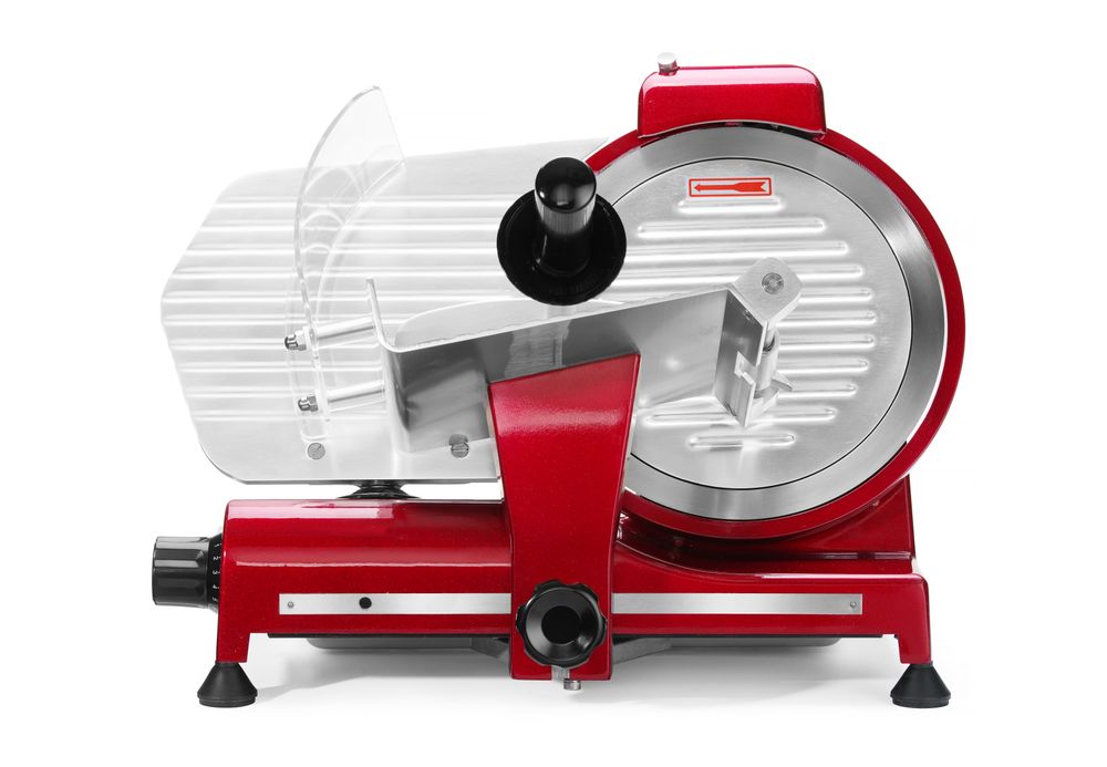 Aufschnittmaschine Profi Line 250 rote Sonderedition, HENDI, Profi Line, 230V/320W, 514x484x(H)373mm