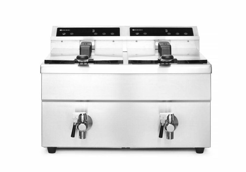 Induktionsfritteuse - mit Ablasshahn 2x8 l, HENDI, Profi Line, 16L, 230V/7000W, 577x609x(H)410mm