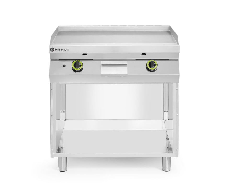 Gasgrillplatte, glatt, mit auf 3 Seiten geschlossenem Unterschrank, HENDI, Kitchen Line, 10kW, 800x700x(H)900mm