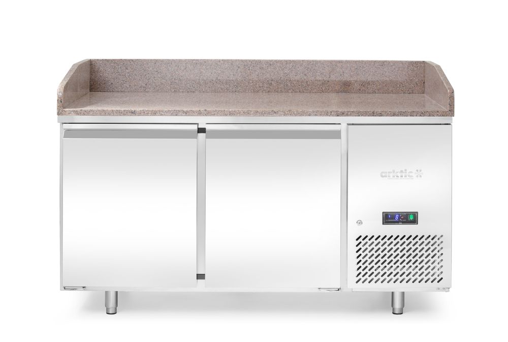 Pizzakühltisch mit Granitarbeitsplatte, 2 Türen, Arktic, 250L, Granit, 230V/250W, 1510x800x(H)875mm