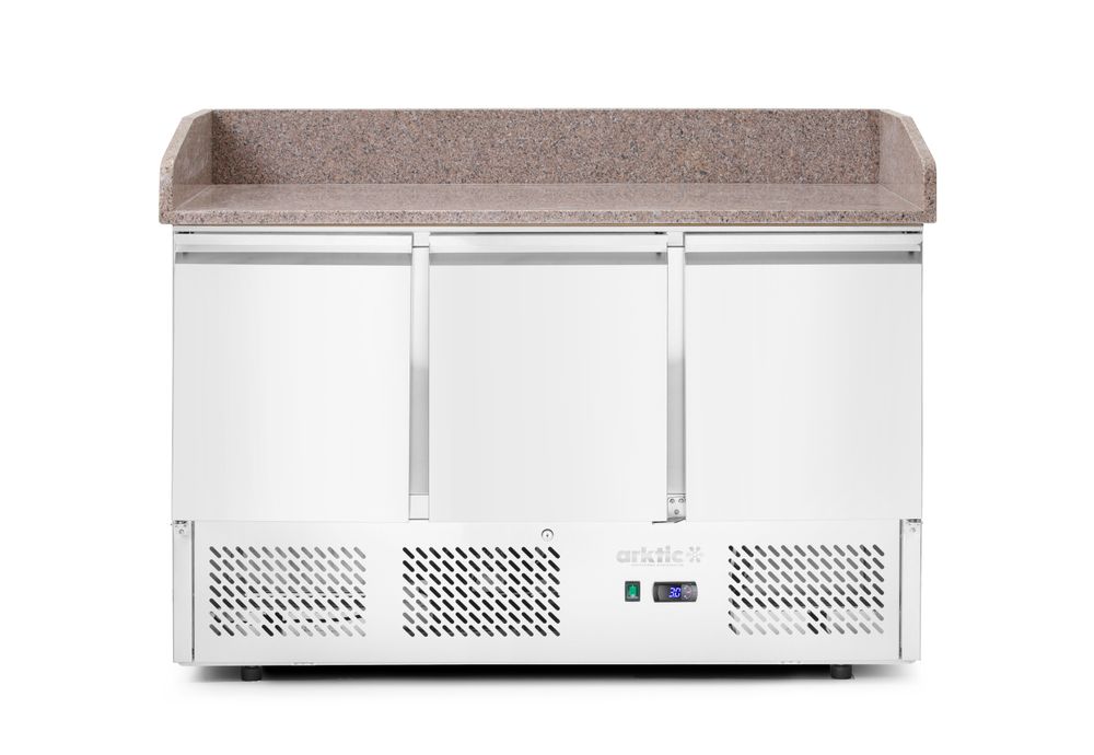 Pizzatisch, dreitürig mit Aufsatzkühlvitrine 380+40L, Arktic, 254L, 230V/400W, 1400x700x(H)1491mm