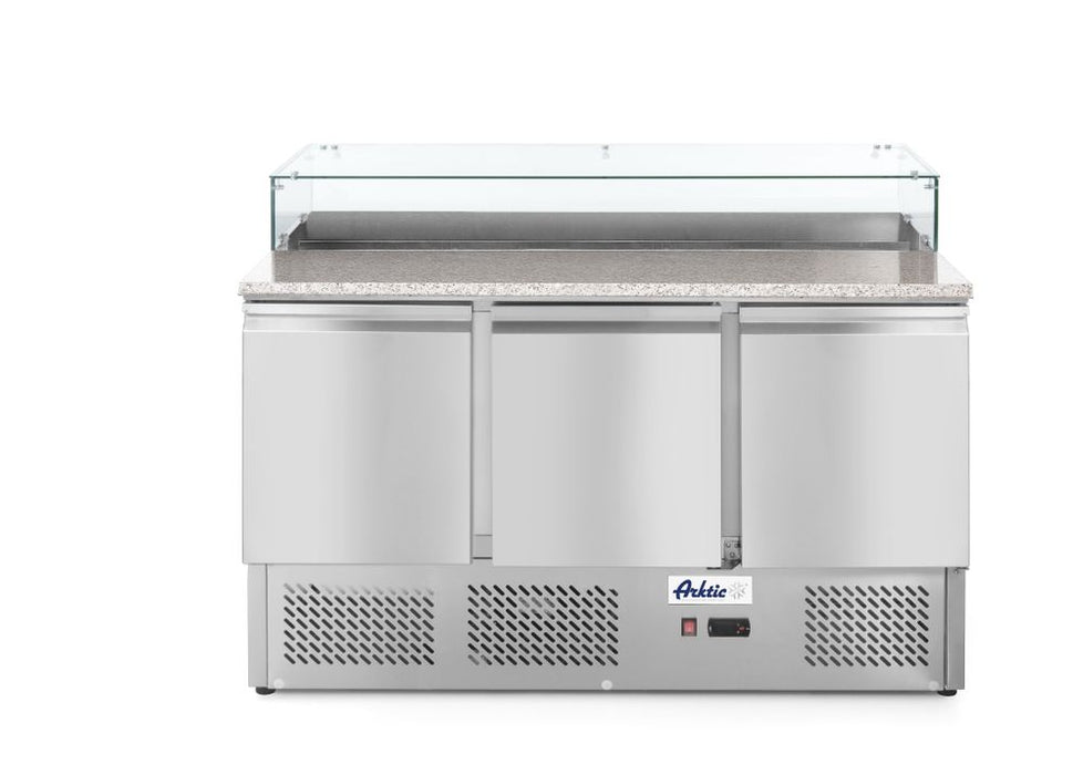 Pizzatisch, dreitürig 380L, Arktic, 230V/310W, 1378x702x(H)1155mm