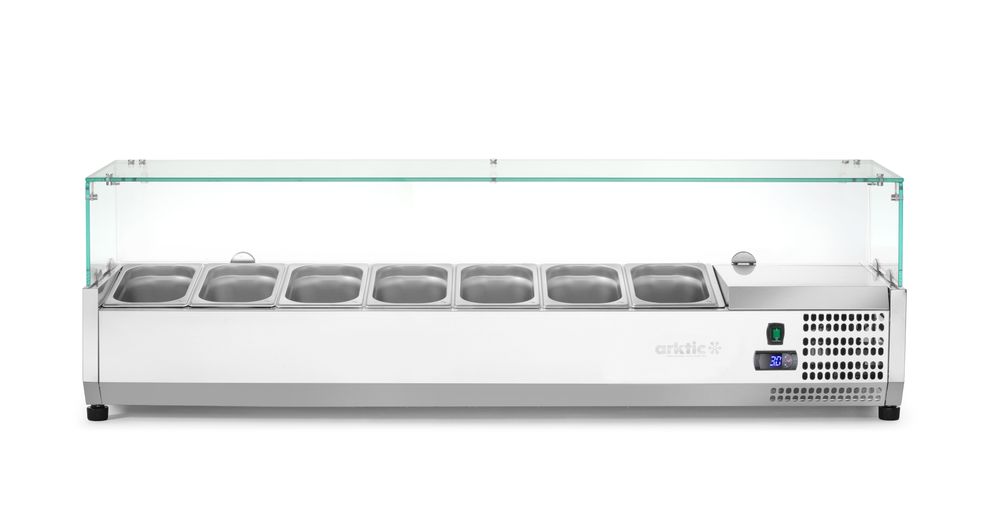 Aufsatz-Kühlvitrine Gastronorm 1/4, Arktic, 7x GN 1/4, 230V/180W, 1505x335x(H)460mm