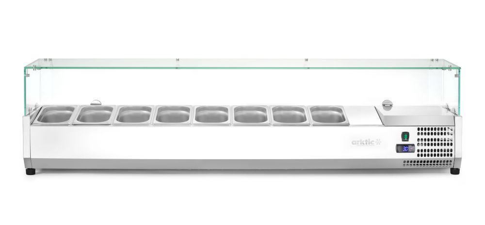 Aufsatz-Kühlvitrine Gastronorm 1/4, Arktic, 8x GN 1/4, 230V/180W, 1805x335x(H)460mm