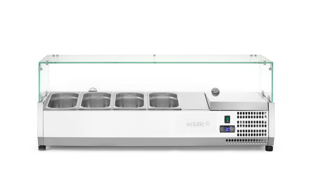 Aufsatz-Kühlvitrine Gastronorm 1/3, Arktic, 4x GN 1/3, 230V/180W, 1208x400x(H)456mm