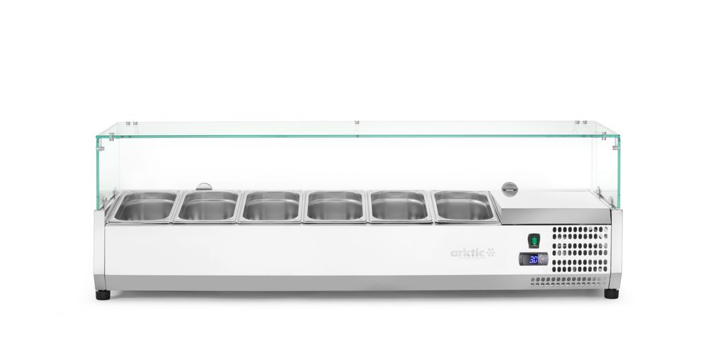 Aufsatz-Kühlvitrine Gastronorm 1/3, Arktic, 6x GN 1/3, 230V/180W, 1405x420x(H)456mm