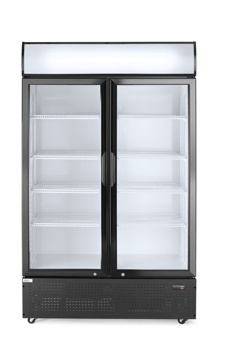 Rückwandkühlschrank mit hinterleuchteter Blende, zweitürig, Arktic, 512L, Schwarz, 230V/510W, 1120x585x(H)1900mm