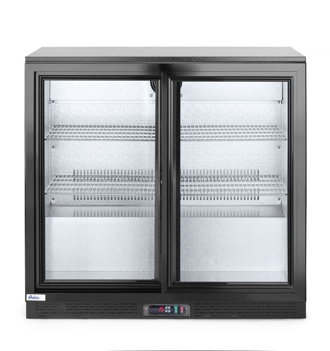 Kühlschrank hinten mit doppelten Schiebetüren, Arktic, 158L, Schwarz, 230V/160W, 900x520x(H)865mm