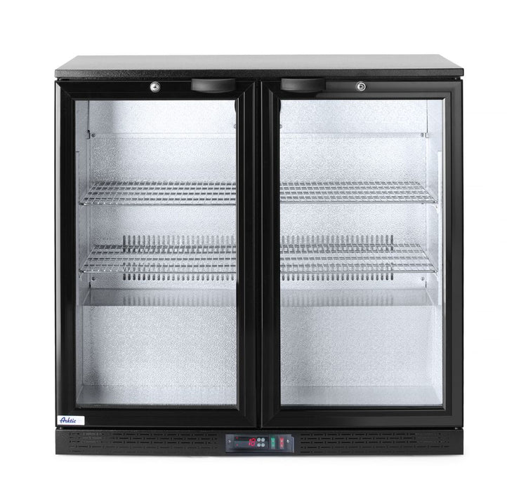 Kühlschrank mit doppelter Tür auf der Rückseite, Arktic, 158L, Schwarz, 230V/160W, 900x530x(H)870mm