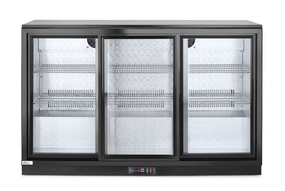 Kühlschrank mit drei Schiebetüren an der Bar, Arktic, 254L, Schwarz, 230V/160W, 1350x520x(H)865mm