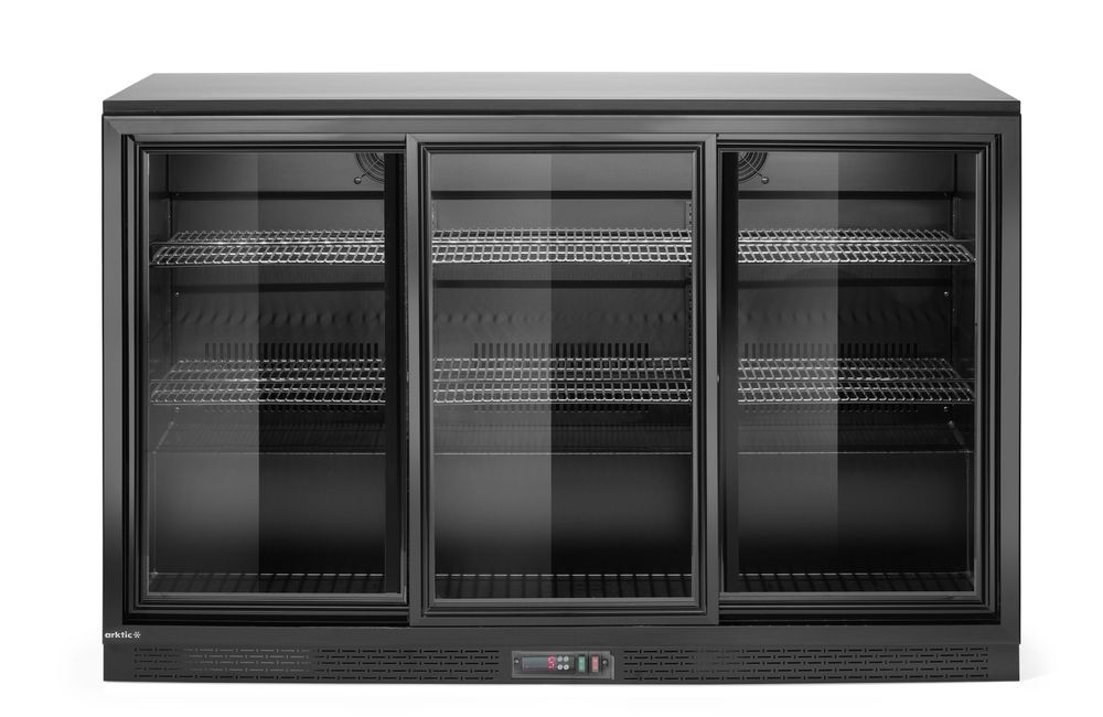 Kühlschrank mit drei Schiebetüren an der Bar , Arktic, 308L, Schwarz, 230V/160W, 1350x520x(H)865mm