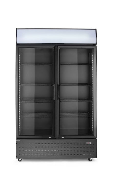 Rückwandkühlschrank mit hinterleuchteter Blende, zweitürig, Arktic, 512L, Schwarz, 230V/510W, 1120x585x(H)1900mm