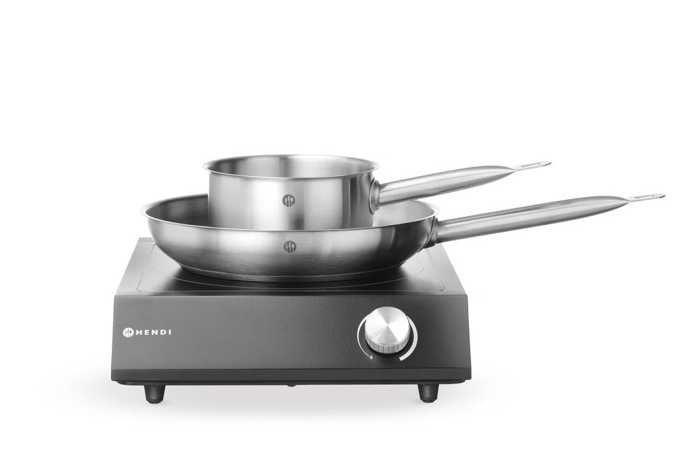 Set: Induktionskocher 3500W + Stielkasserolle + Bratpfanne, HENDI, Schwarz, 230V/3500W, 320x395x(H)95mm