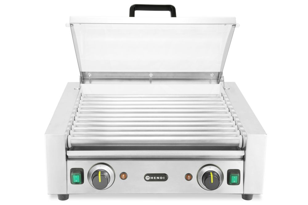 Rollengrill - 2 Zonen mit Energiesparabdeckung, HENDI, 11 Rollen, 230V/980W, 566x527x(H)259mm