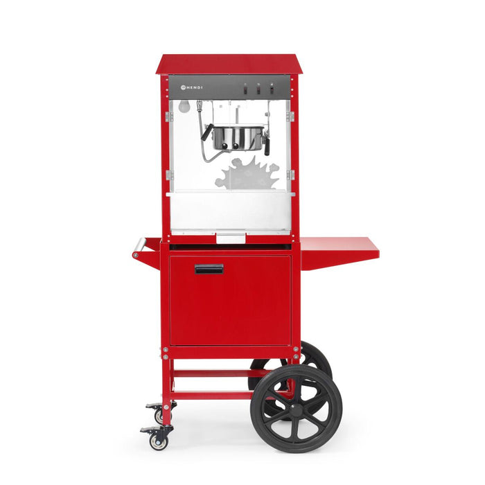 Popcorn-Maschine mit Fahrgestell HENDI Rot – Professioneller Popcornwagen für Events, Kino & Gastronomie