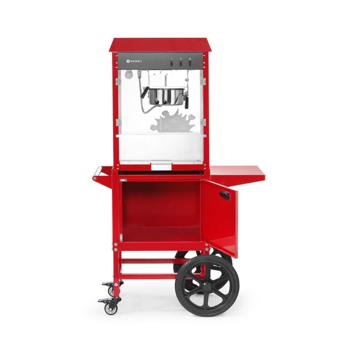 Popcorn-Maschine mit Fahrgestell HENDI Rot – Professioneller Popcornwagen für Events, Kino & Gastronomie