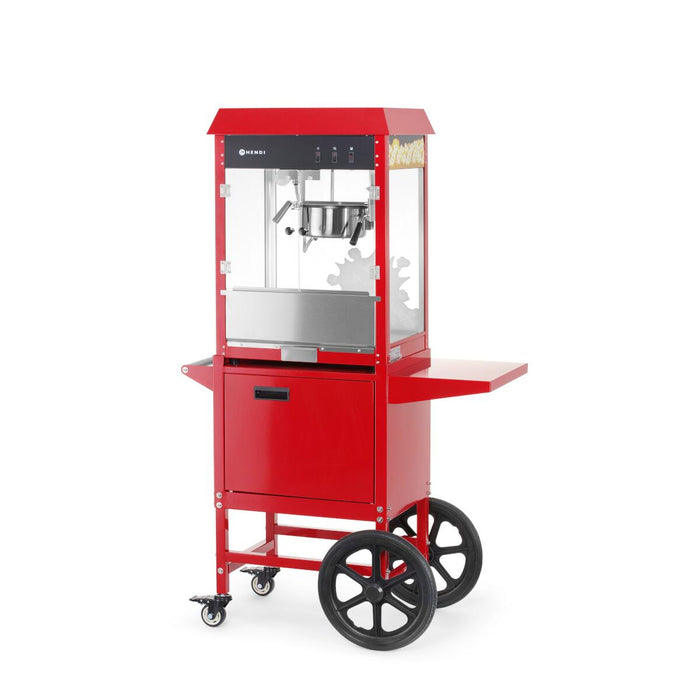 Popcorn-Maschine mit Fahrgestell HENDI Rot – Professioneller Popcornwagen für Events, Kino & Gastronomie