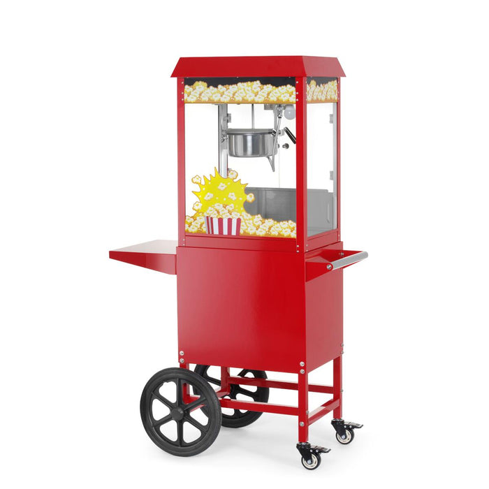 Popcorn-Maschine mit Fahrgestell HENDI Rot – Professioneller Popcornwagen für Events, Kino & Gastronomie
