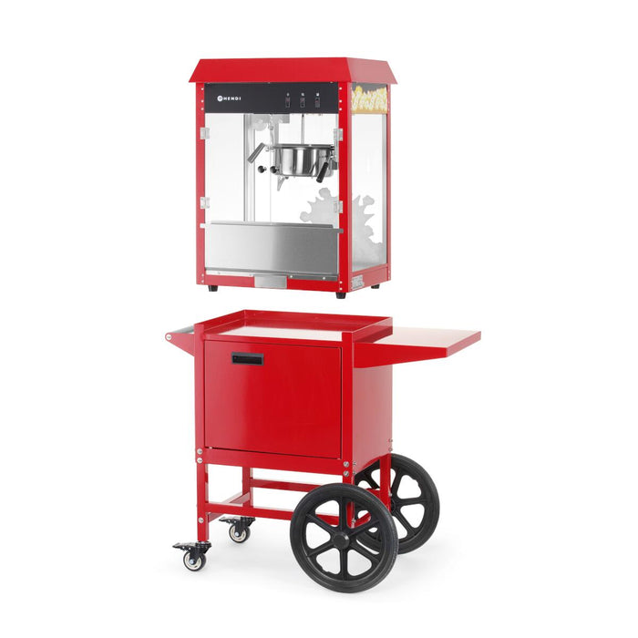 Popcorn-Maschine mit Fahrgestell HENDI Rot – Professioneller Popcornwagen für Events, Kino & Gastronomie