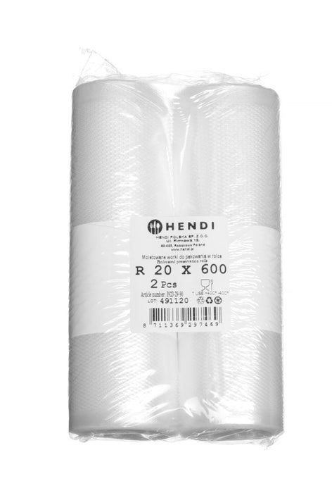 Geprägte Vakuumbeutelrolle für die Aufbewahrung von Lebensmitteln, HENDI, 2 Stk., 6000x200mm