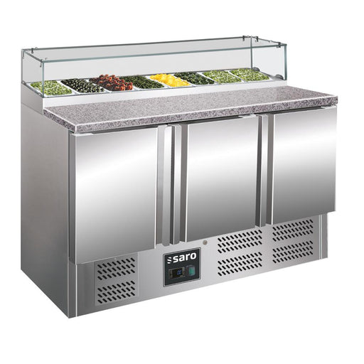 SARO Pizzatisch, 3 Türen, Glasaufsatz, 
Modell PS 300 G