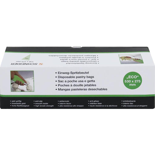 SCHNEIDER EINWEG-SPRITZBEUTEL "ECO" - GEROLLT - 70 µ - GRÜN/TRANSPARENT - ELB Gastro