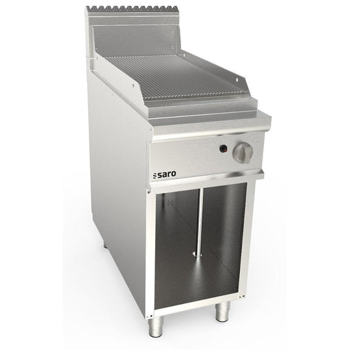 SARO Gasgriddleplatte 400 mm breit Standgerät gerillt 
Modell LQ / FTG2BAR