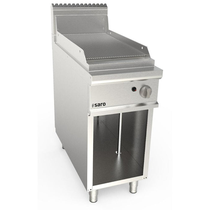 SARO Gasgriddleplatte 400 mm breit Standgerät gerillt 
Modell LQ / FTG2BAR