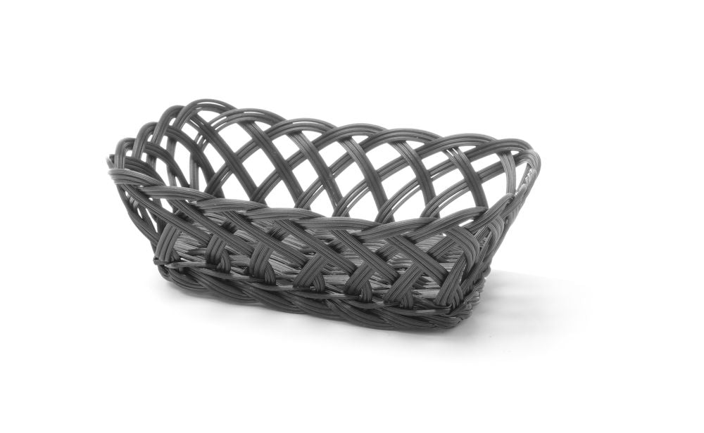 Körbe mit gewebtem Rand, HENDI, rechteckig, Schwarz, 225x150x(H)65mm