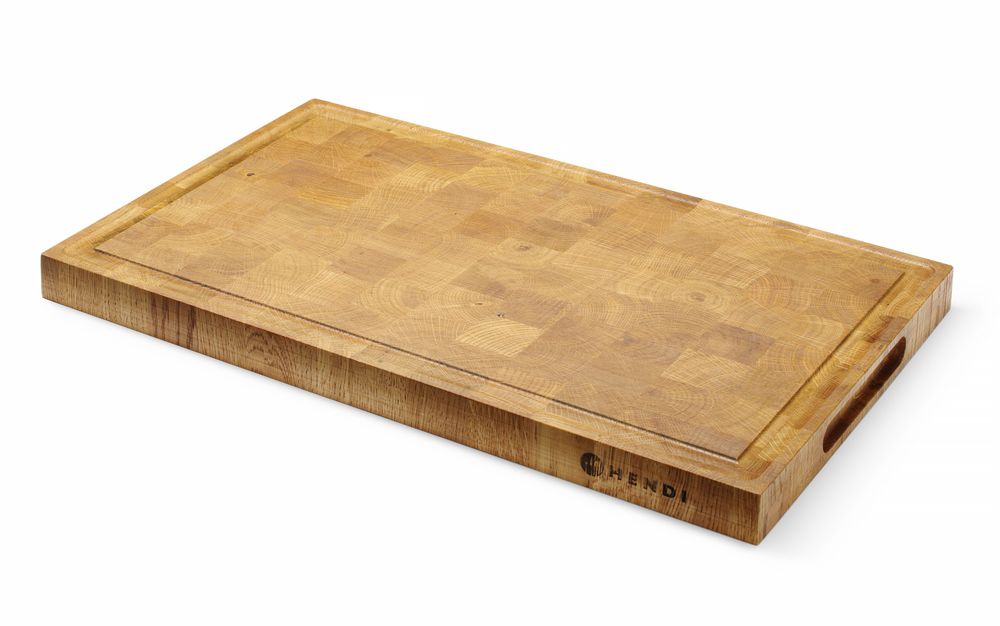 Servierbrett aus Eichenholz, Hirnholz, HENDI, 325x265x(H)30mm