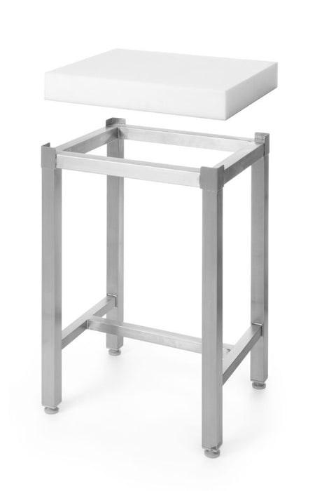 Hackblock aus Polyethylen mit Untergestell, HENDI, 505656 + 505670, Weiß, 500x400x(H)800mm
