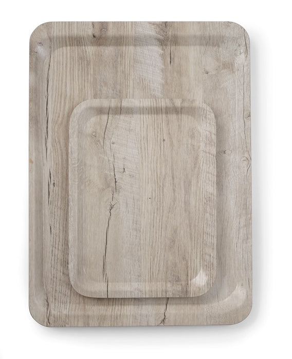 Serviertablett aus Melamin mit Holzoptik , AmerBox, Holz hell, 240x340mm