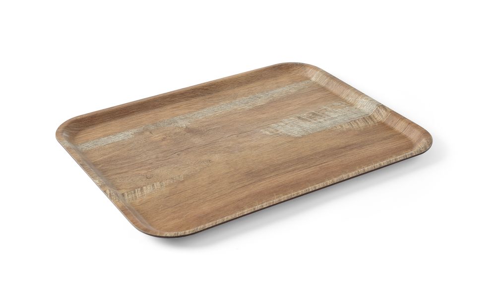 Serviertablett aus Melamin mit Holzoptik , AmerBox, Holz, 370x530mm