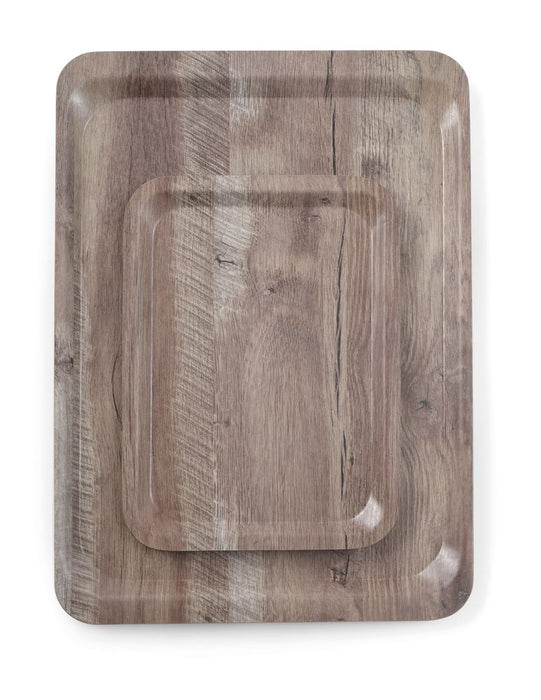 Serviertablett aus Melamin mit Holzoptik , AmerBox, Holz dunkel, 370x530mm