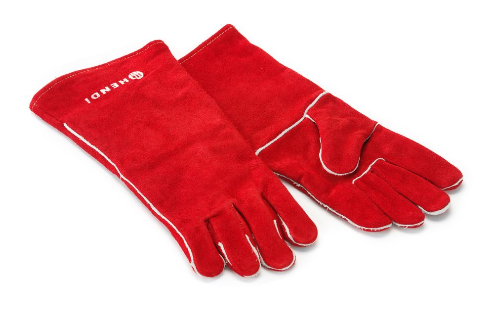Hitzebeständige Handschuhe, Leder, HENDI, Rot, (L)mm