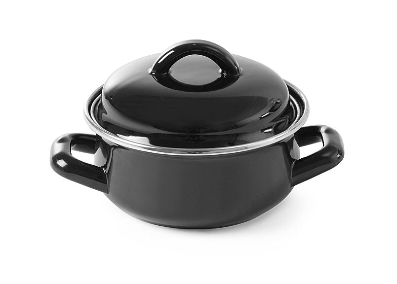 Suppen-/Saucentöpfchen - mit Deckel, HENDI, 0,5L, Schwarz, ⌀135x(H)105mm