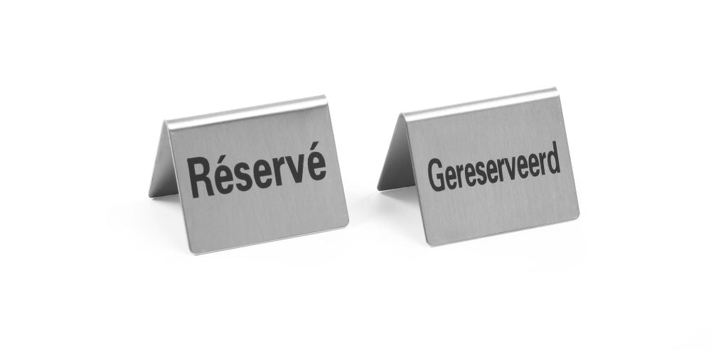 Tischschild Reserviert - 4 Stk., HENDI, Gereserveerd / Reservé, 50x35x(H)40mm