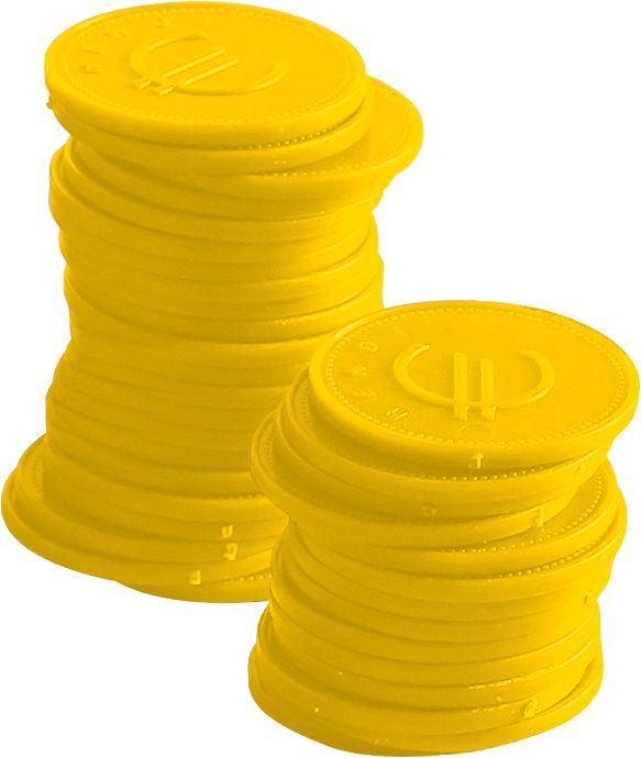 Pfandmünzen - 100 Stk., BarUp, Gelb, 100 Stk., ⌀25mm