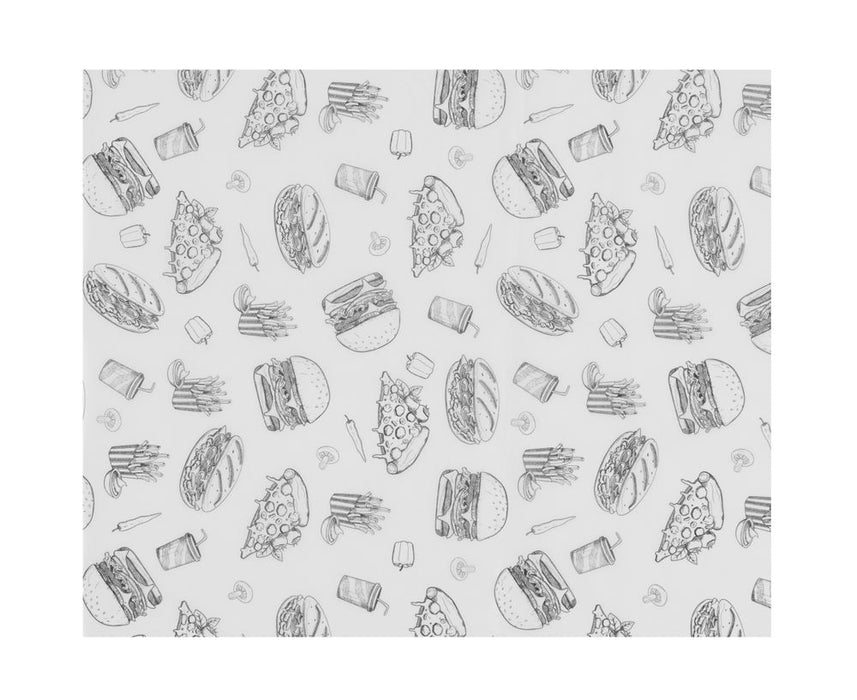 Einschlagpapier, fettdicht, HENDI, Fastfood-Muster, 500 Stk., 200x250mm