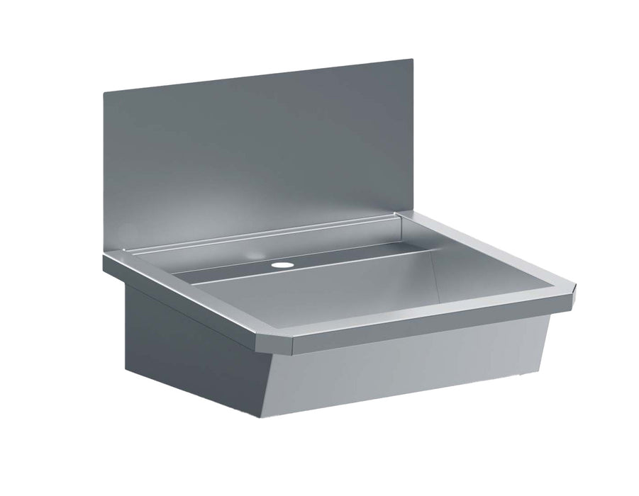 CombiSteel Edelstahl Waschbecken 1 Ablasshahn 600Mm Ablaufstopfen Und Schutzwand Inklusive, Exklusiv Hahn