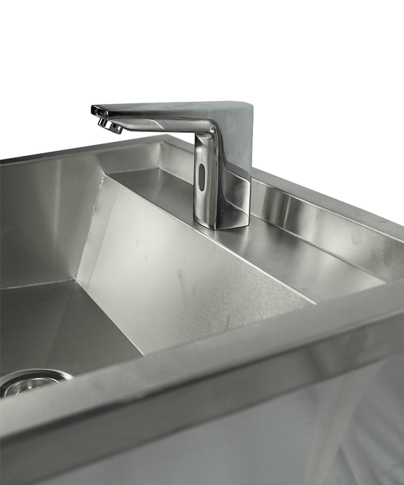 CombiSteel Edelstahl Waschbecken 1 Ablasshahn 600Mm Ablaufstopfen Und Schutzwand Inklusive, Exklusiv Hahn