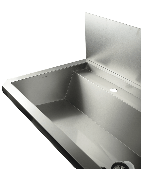 CombiSteel Edelstahl Waschbecken 4 Ablasshahne 2400Mm Ablaufstopfen Und Schutzwand Inklusive, Exklusiv Hahne