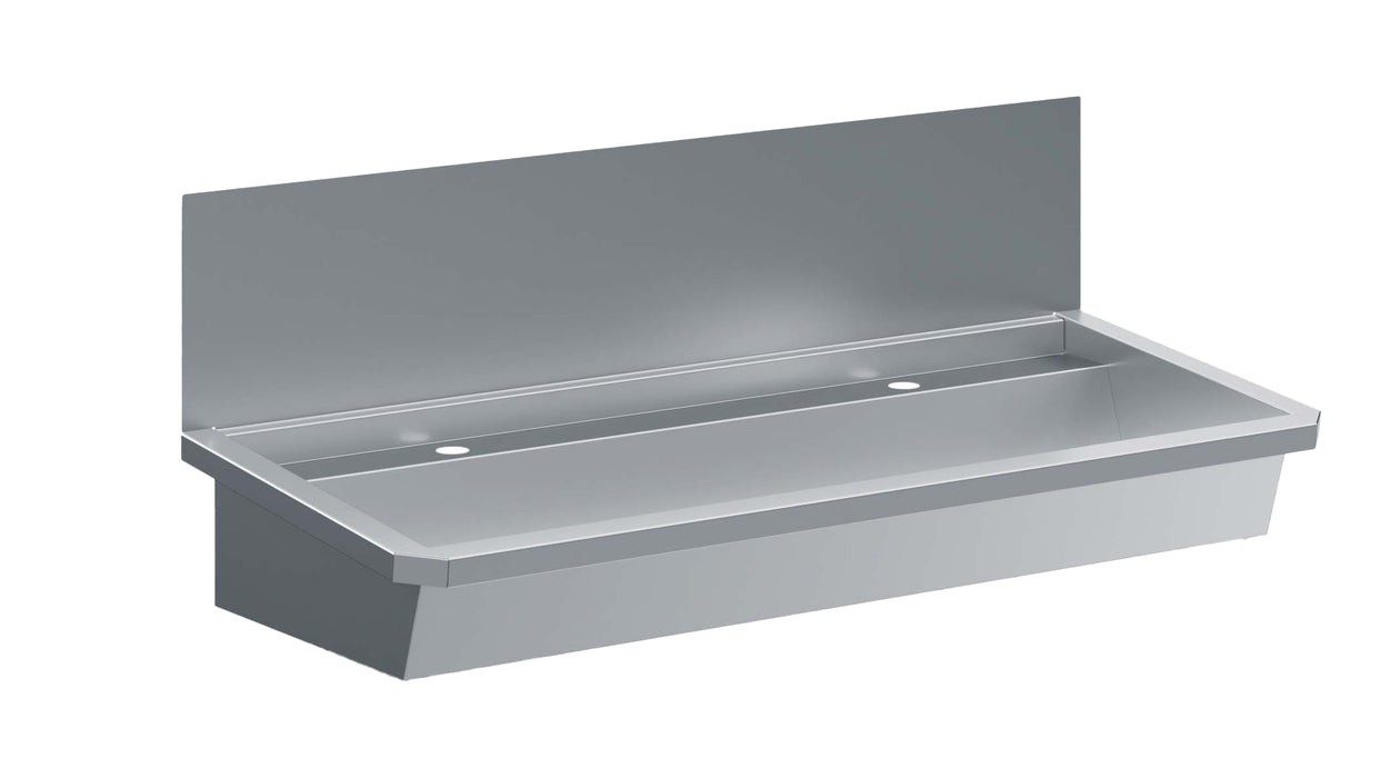 CombiSteel Edelstahl Waschbecken 2 Ablasshahne 1200Mm Ablaufstopfen Und Schutzwand Inklusive, Exklusiv Hahne