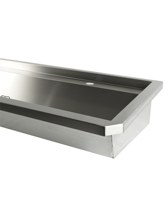 CombiSteel Edelstahl Waschbecken 4 Ablasshahne 2400Mm Ablaufstopfen Und Schutzwand Inklusive, Exklusiv Hahne